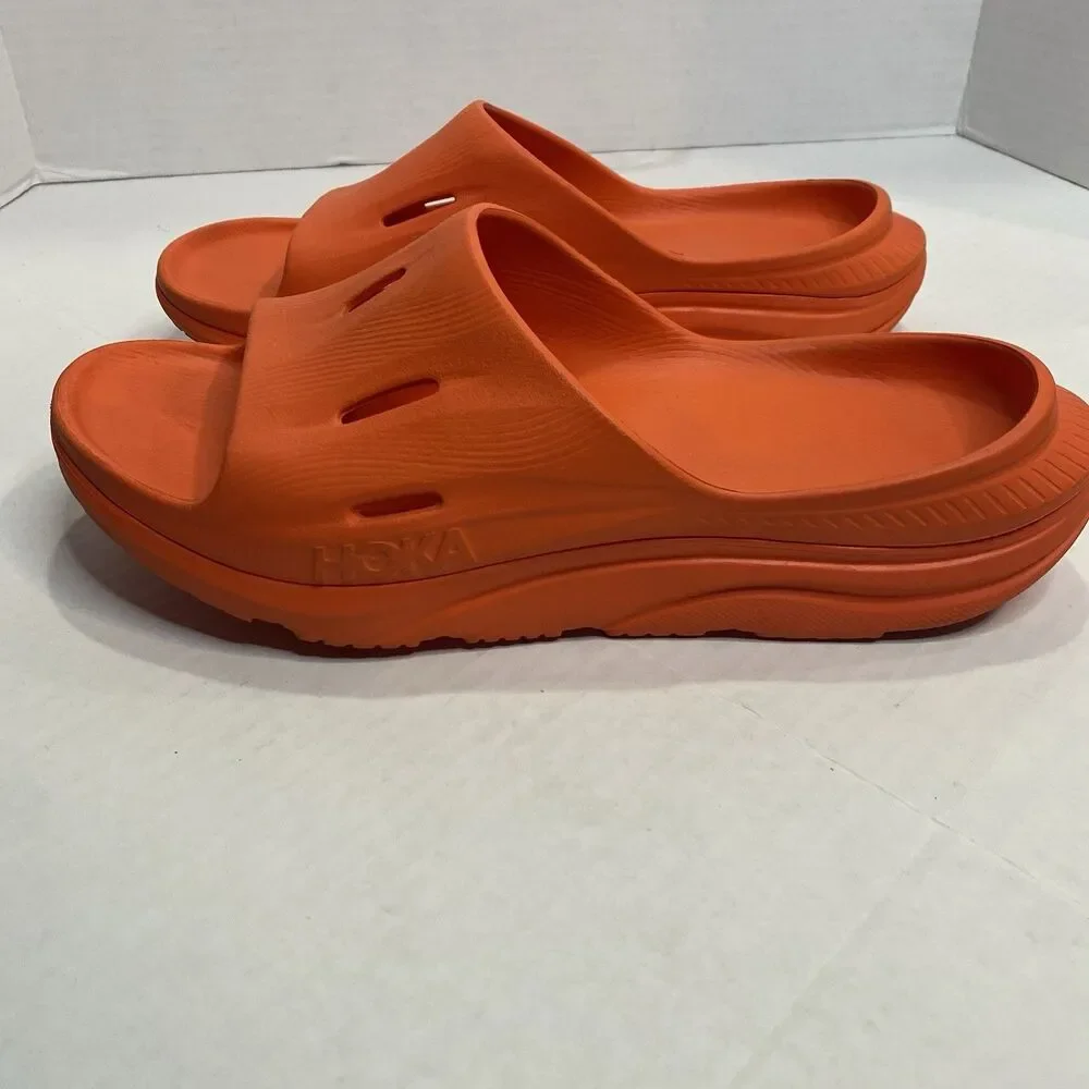 Hoka One One Slide 3 Sandals Mens 12 Orange Ora Recovery Comfort Shoes